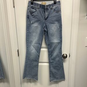 Democracy absolution -  Women's Jeans - Classic Flare Denim- raw hem size 10